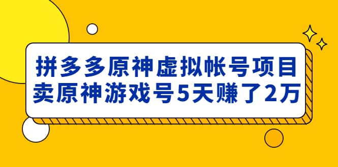 外面卖2980的拼多多原神虚拟帐号项目-互创学社