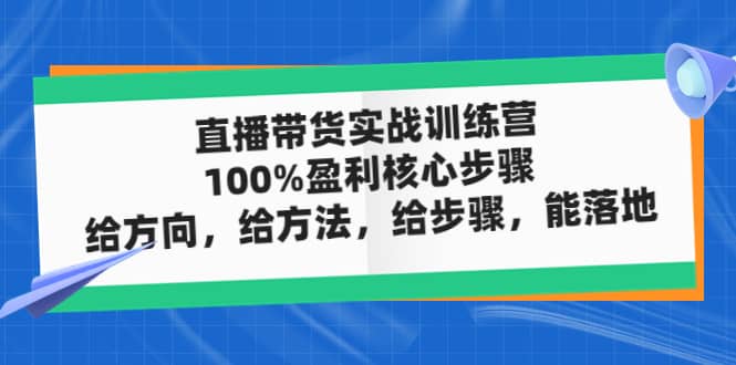 直播带货实战训练营：100%盈利核心步骤，给方向，给方法，给步骤，能落地-互创学社