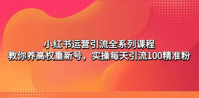 小红书运营引流全系列课程：教你养高权重新号-互创学社