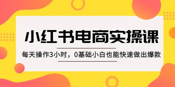 小红书·电商实操课：每天操作3小时，0基础小白也能快速做出爆款-互创学社