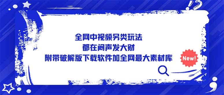 全网中视频另类玩法，都在闷声发大财，附带下载软件加全网最大素材库-互创学社