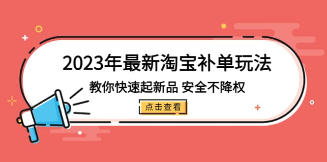 2023年最新淘宝补单玩法，教你快速起·新品，安全·不降权（18课时）-互创学社