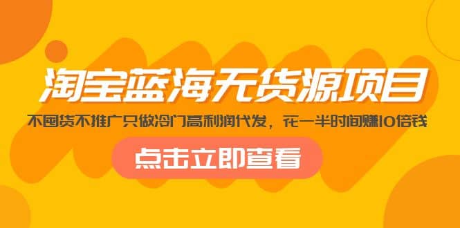 淘宝蓝海无货源项目，不囤货不推广只做冷门高利润代发-互创学社