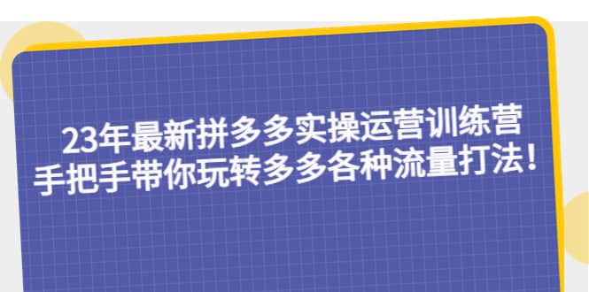 23年最新拼多多实操运营训练营：手把手带你玩转多多各种流量打法！-互创学社