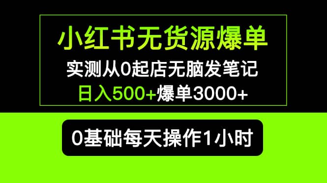 小红书无货源爆单 实测从0起店无脑发笔记爆单3000+长期项目可多店-互创学社