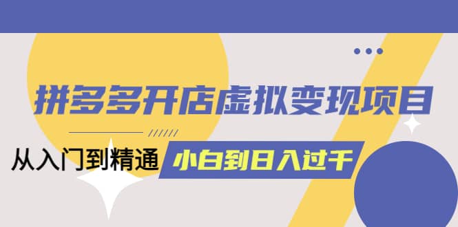 拼多多开店虚拟变现项目：入门到精通 从小白到日入1000（完整版）4月10更新-互创学社