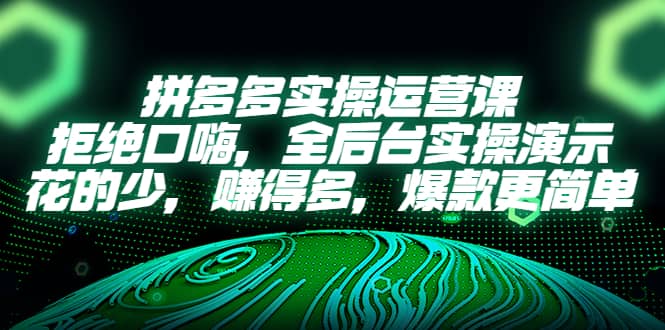 拼多多实操运营课：拒绝口嗨，全后台实操演示，花的少，赚得多，爆款更简单-互创学社