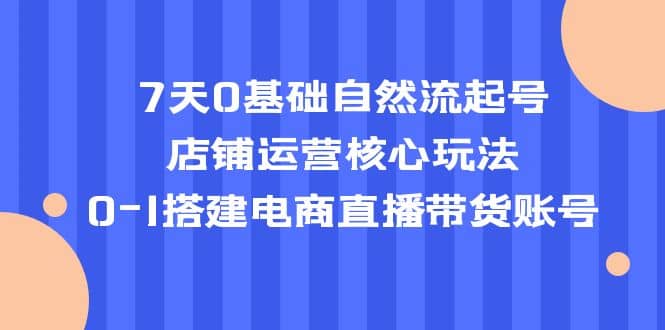 7天0基础自然流起号，店铺运营核心玩法，0-1搭建电商直播带货账号-互创学社