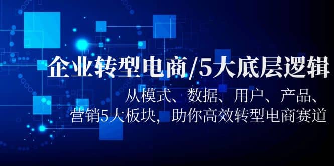 企业转型电商/5大底层逻辑，从模式 数据 用户 产品 营销5大板块，高效转型-互创学社