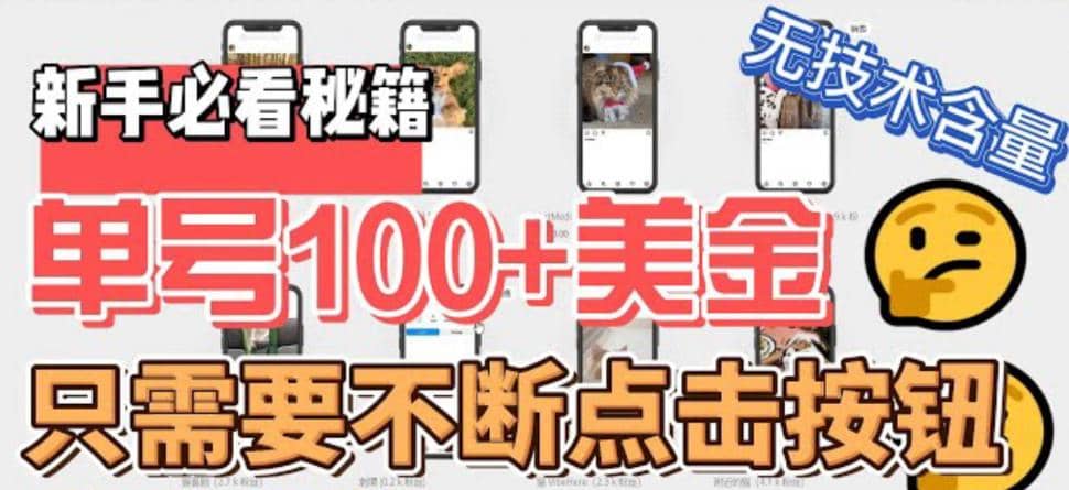 最新无脑只需不断点击按钮，单号100美金暴利项目，可批量操作-互创学社