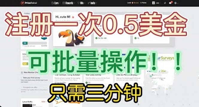 国外项目注册一次0.5美金 只需三分钟无脑操作 可批量放大 小白工作室福利-互创学社
