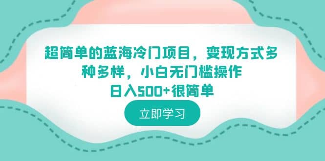 超简单的蓝海冷门项目，变现方式多种多样，小白无门槛操作日入500+很简单-互创学社