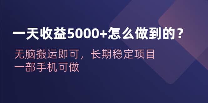一天收益5000+怎么做到的？无脑搬运即可，长期稳定项目，一部手机可做-互创学社