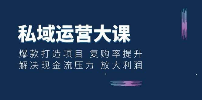 私域运营大课：爆款打造项目 复购率提升 解决现金流压力 放大利润-互创学社
