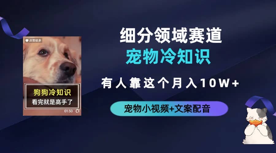 不起眼的抖音细分赛道-宠物冷知识，一段宠物视频配文案，有人靠这个月入10w-互创学社