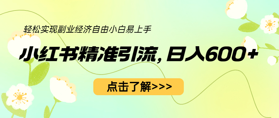 小红书精准引流，小白日入600+，轻松实现副业经济自由（教程+1153G资源）-互创学社