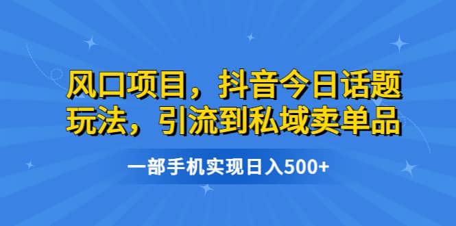 风口项目，抖音今日话题玩法，引流到私域卖单品，一部手机实现日入500+-互创学社