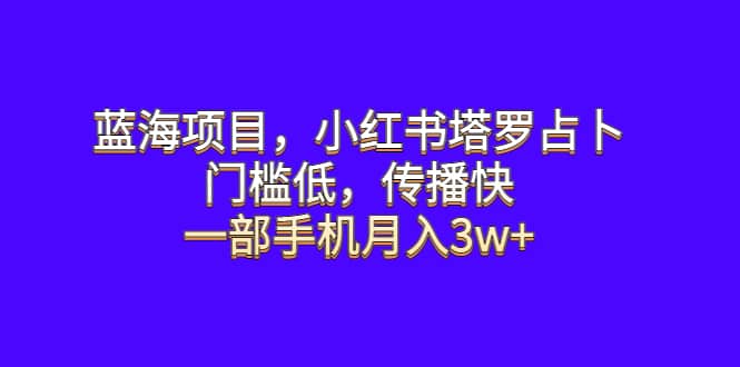 蓝海项目，小红书塔罗占卜，门槛低，传播快，一部手机月入3w+-互创学社