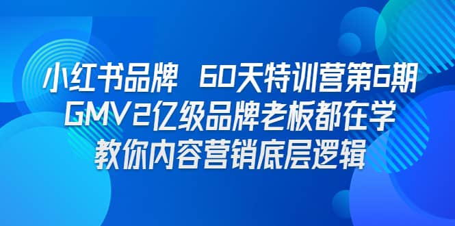 小红书品牌 60天特训营第6期 GMV2亿级品牌老板都在学 教你内容营销底层逻辑-互创学社