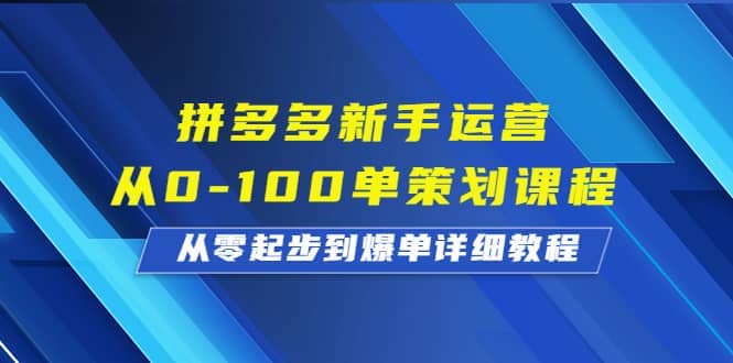 拼多多新手运营从0-100单策划课程，从零起步到爆单详细教程-互创学社