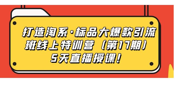 打造淘系·标品大爆款引流班线上特训营5天直播授课！-互创学社