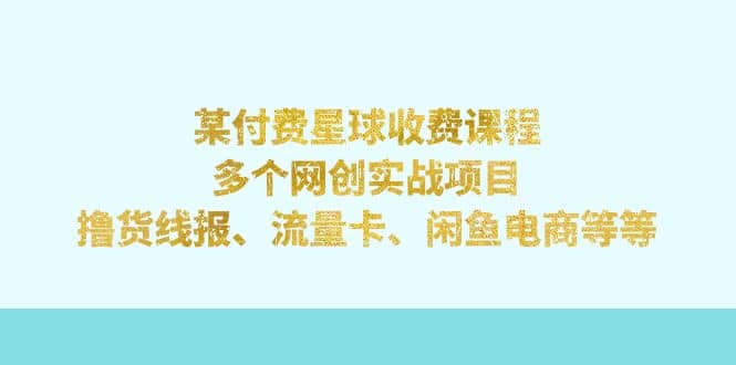 某付费星球课程：多个网创实战项目，撸货线报、流量卡、闲鱼电商等等-互创学社