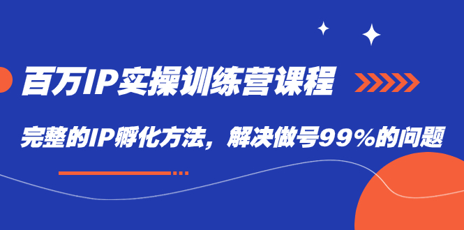 百万IP实战训练营课程，完整的IP孵化方法，解决做号99%的问题-互创学社