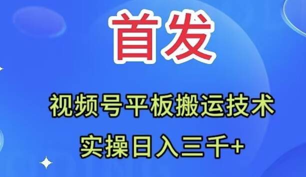 全网首发：视频号平板搬运技术，实操日入三千＋-互创学社