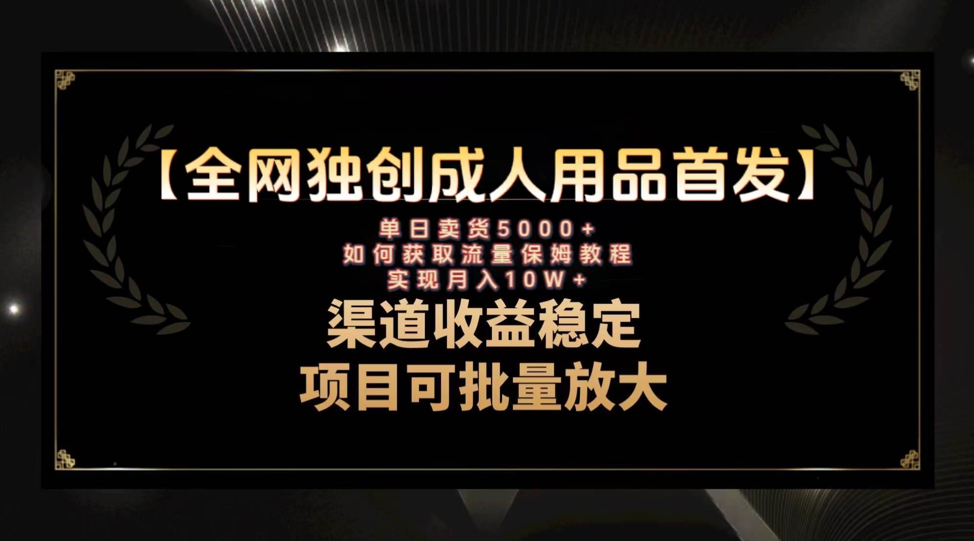 最新全网独创首发，成人用品赛道引流获客，月入10w保姆级教程-互创学社