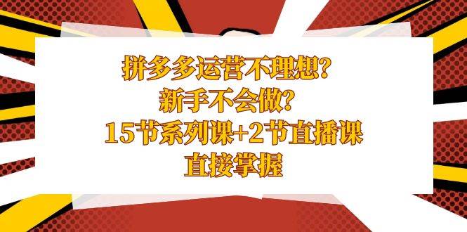 拼多多运营不理想？新手不会做？15节系列课+2节直播课，直接掌握-互创学社