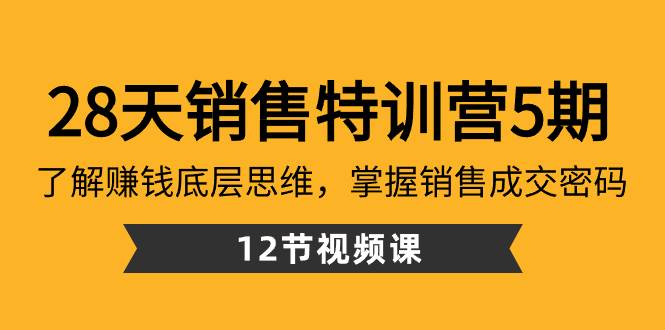 28天·销售特训营5期：了解赚钱底层思维，掌握销售成交密码（12节课）-互创学社