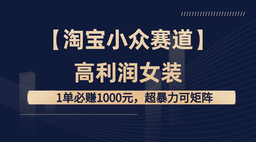 【淘宝小众赛道】高利润女装：1单必赚1000元，超暴力可矩阵-互创学社