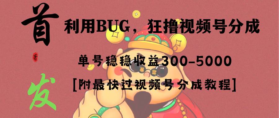 全网独家首发，视频号BUG，超短期项目，单号每日净收益300-5000！-互创学社