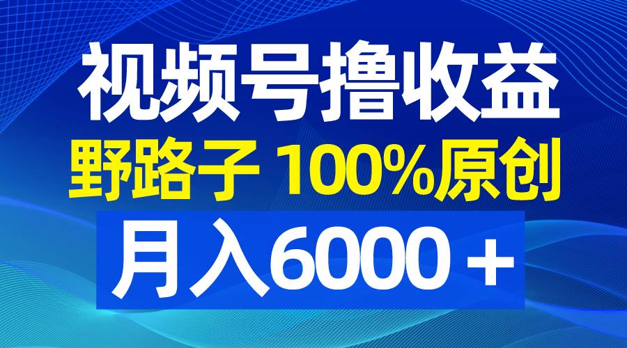 视频号野路子撸收益，100%原创，条条爆款，月入6000＋-互创学社