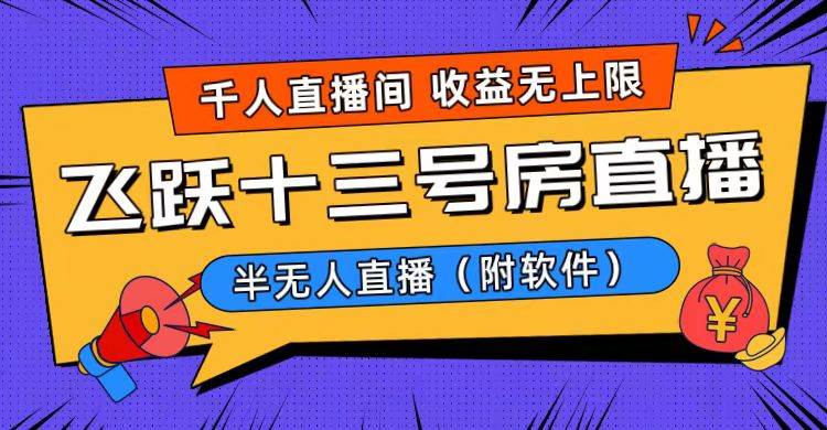 爆火飞跃十三号房半无人直播，一场直播上千人，日入过万！（附软件）-互创学社