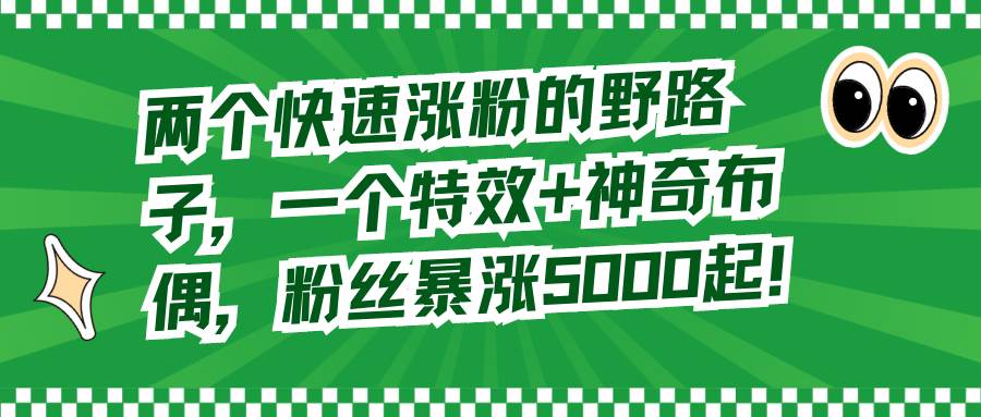 两个快速涨粉的野路子，一个特效+神奇布偶，粉丝暴涨5000起！-互创学社