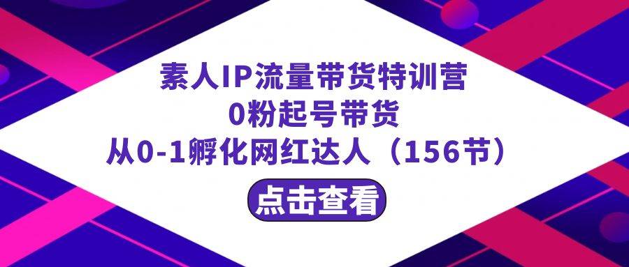 繁星·计划素人IP流量带货特训营：0粉起号带货 从0-1孵化网红达人（156节）-互创学社