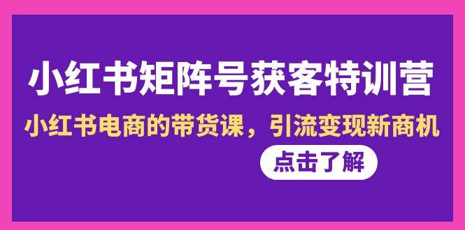 小红书-矩阵号获客特训营-第10期，小红书电商的带货课，引流变现新商机-互创学社