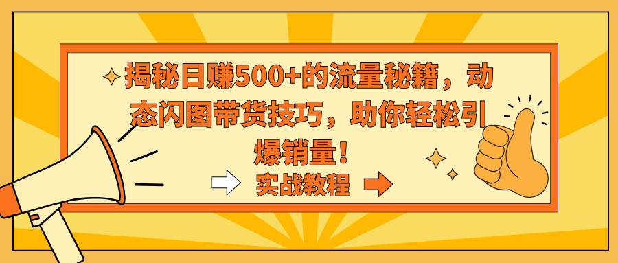 揭秘日赚500+的流量秘籍，动态闪图带货技巧，助你轻松引爆销量！-互创学社