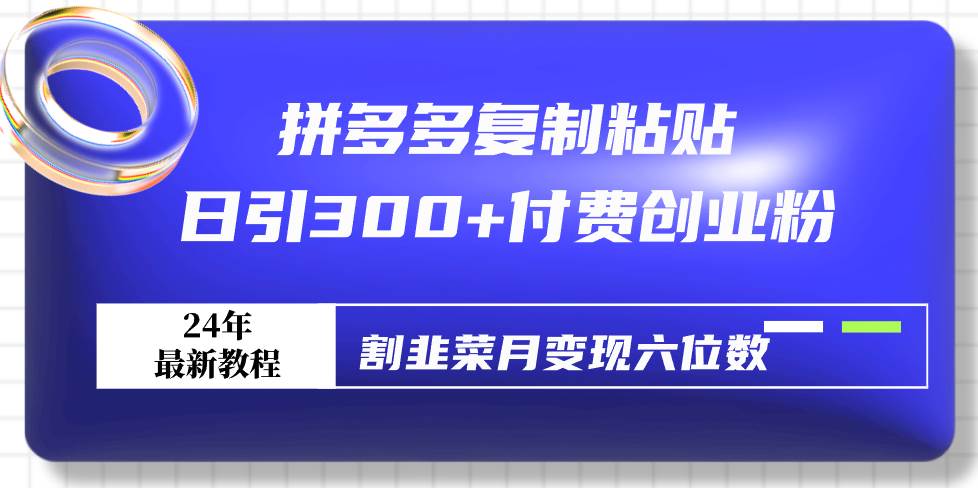 拼多多复制粘贴日引300+付费创业粉，割韭菜月变现六位数最新教程！-互创学社