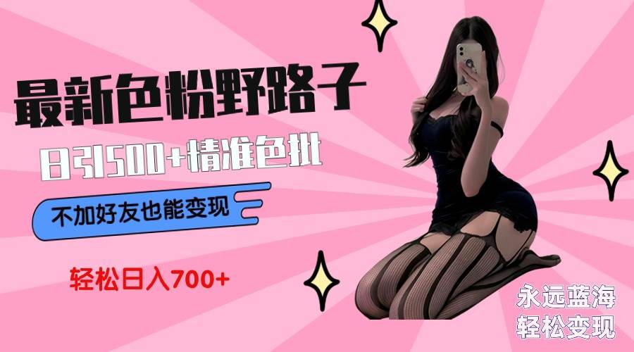 最新色粉变现野路子，日引500+老色批 可不加好友直接变现 小白轻松日入700+-互创学社