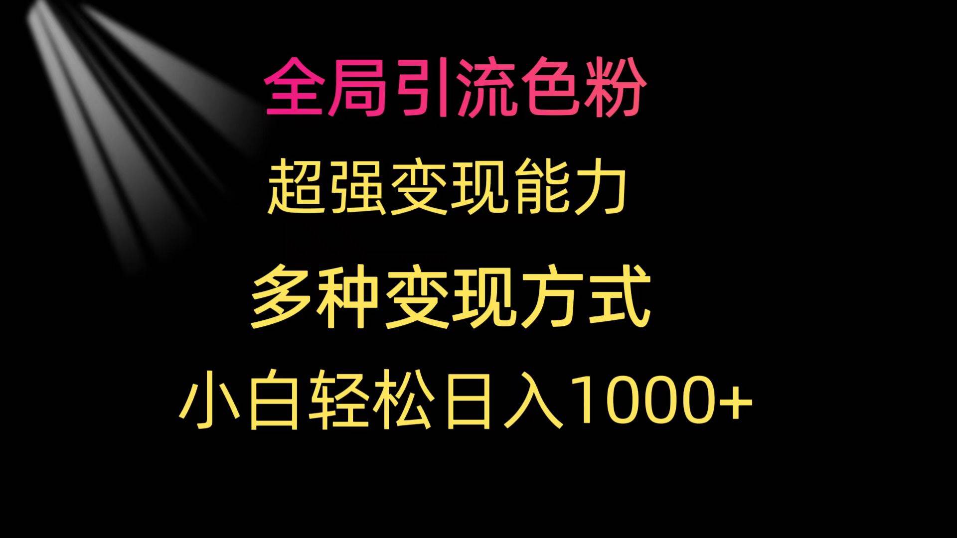全局引流色粉 超强变现能力 多种变现方式 小白轻松日入1000+-互创学社