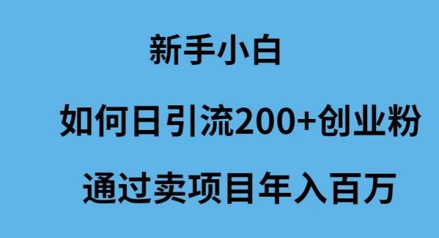 新手小白如何日引流200+创业粉通过卖项目年入百万-互创学社