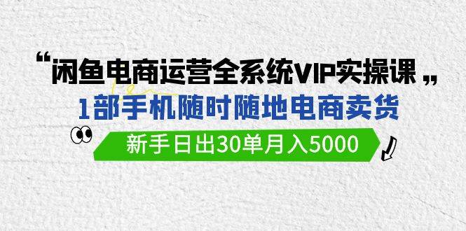 闲鱼电商运营全系统VIP实战课，1部手机随时随地卖货，新手日出30单月入5000-互创学社