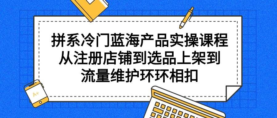 拼系冷门蓝海产品实操课程，从注册店铺到选品上架到流量维护环环相扣-互创学社