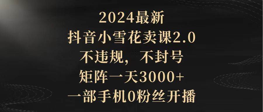 2024最新抖音小雪花卖课2.0 不违规 不封号 矩阵一天3000+一部手机0粉丝开播-互创学社