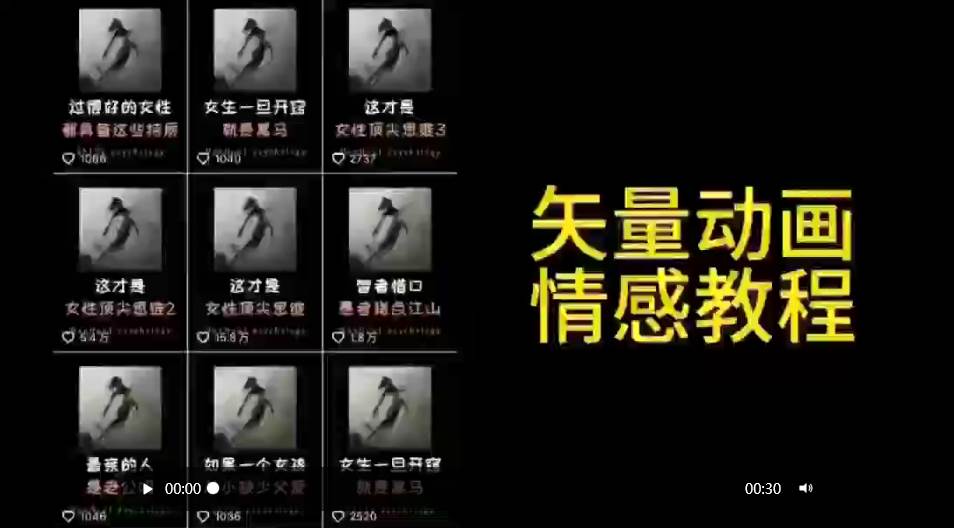 矢量动画情感教程：高点赞涨粉，适合情感、思维、创业教育等赛道-互创学社