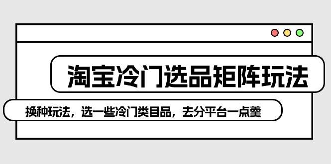 淘宝冷门选品矩阵玩法：换种玩法，选一些冷门类目品，去分平台一点羹-互创学社