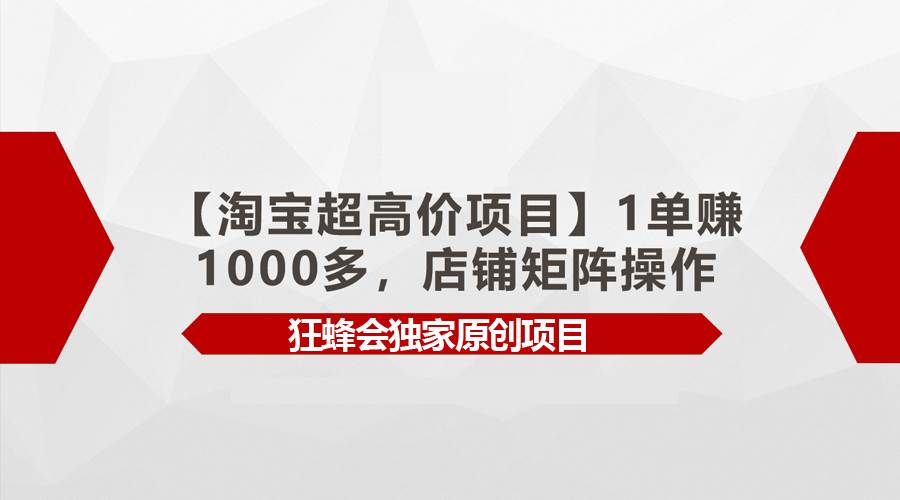 【淘宝超高价项目】1单赚1000多，店铺矩阵操作-互创学社