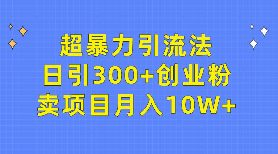 超暴力引流法，日引300+创业粉，卖项目月入10W+-互创学社